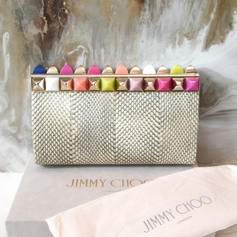 $3295 Jimmy Choo Candy Python Studded Cayla Clutch - image 2